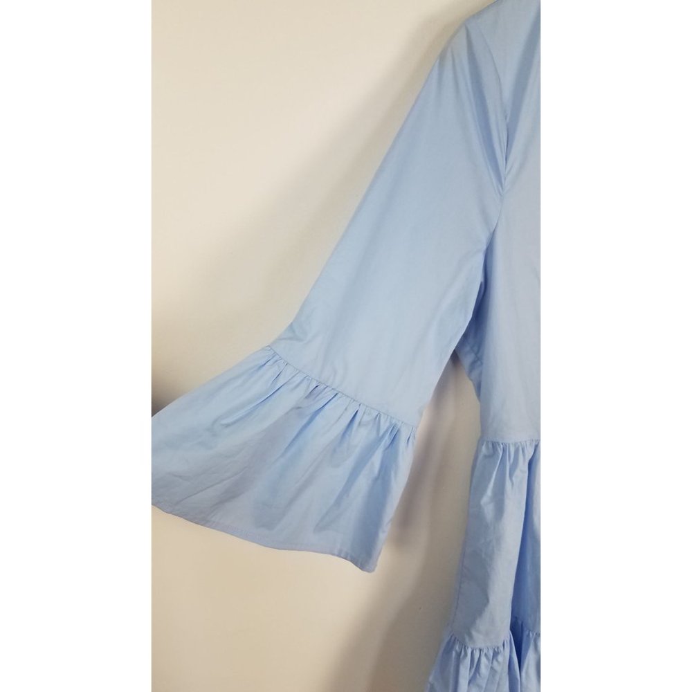 Vetiver Women's Sz. 6 Light Blue Harrison Mini Cotton Poplin Ruffled Dress - Picture 7 of 9